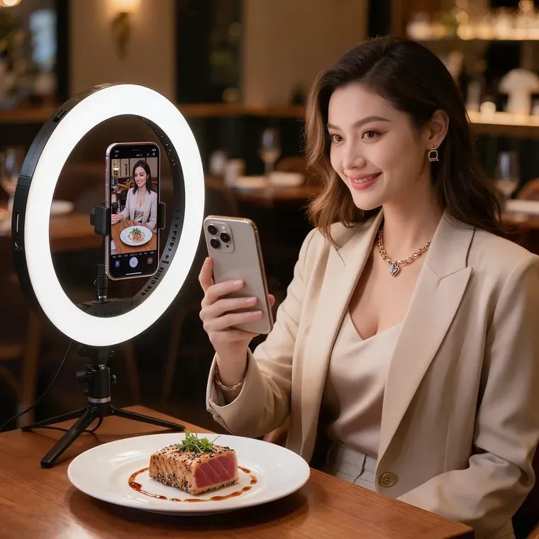 Influencer in un ristorante